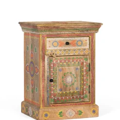 Wohnen Nachttische*Boho Style Nachtschrank aus Mangoholz - Klapan