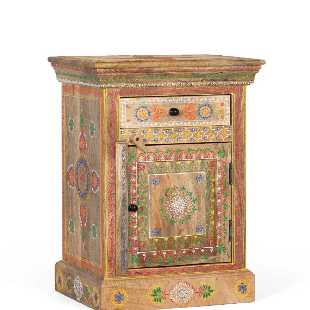 Wohnen Nachttische*Boho Style Nachtschrank aus Mangoholz - Klapan