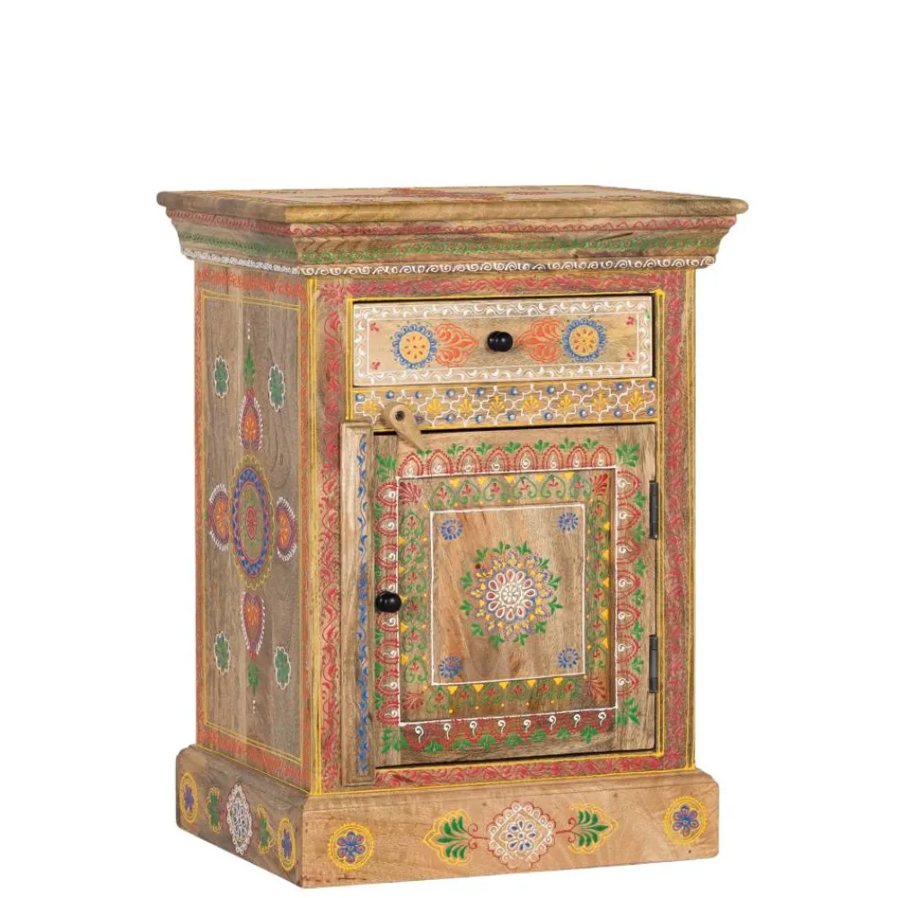 Wohnen Nachttische*Boho Style Nachtschrank aus Mangoholz - Klapan