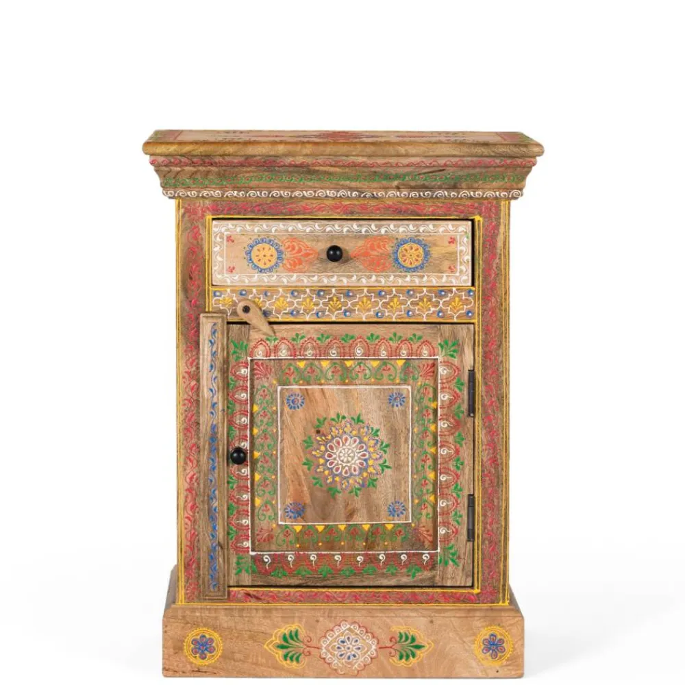 Wohnen Nachttische*Boho Style Nachtschrank aus Mangoholz - Klapan