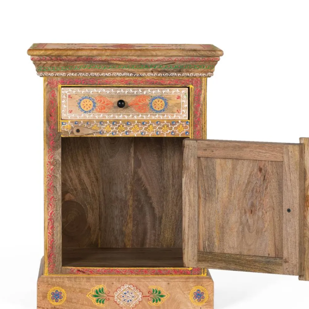 Wohnen Nachttische*Boho Style Nachtschrank aus Mangoholz - Klapan