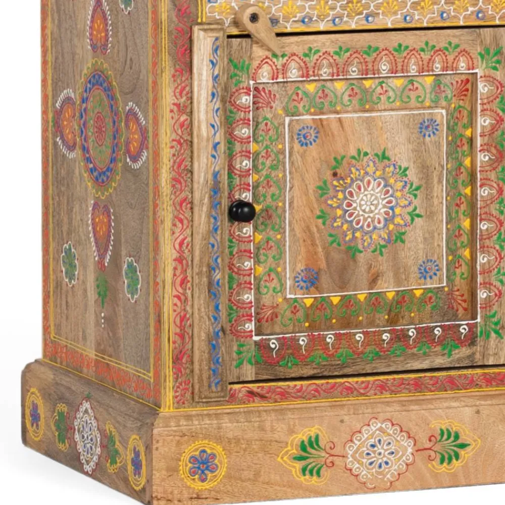 Wohnen Nachttische*Boho Style Nachtschrank aus Mangoholz - Klapan