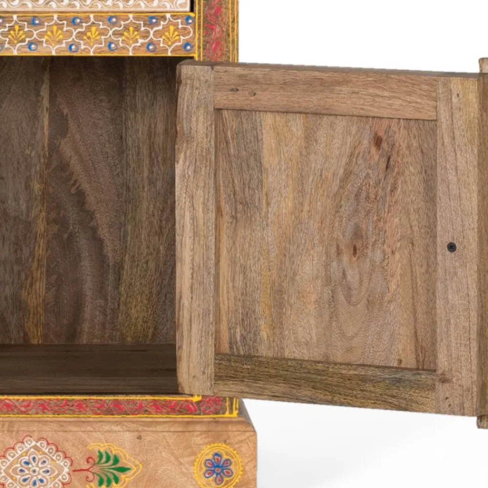 Wohnen Nachttische*Boho Style Nachtschrank aus Mangoholz - Klapan