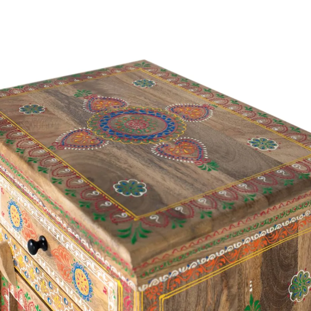 Wohnen Nachttische*Boho Style Nachtschrank aus Mangoholz - Klapan