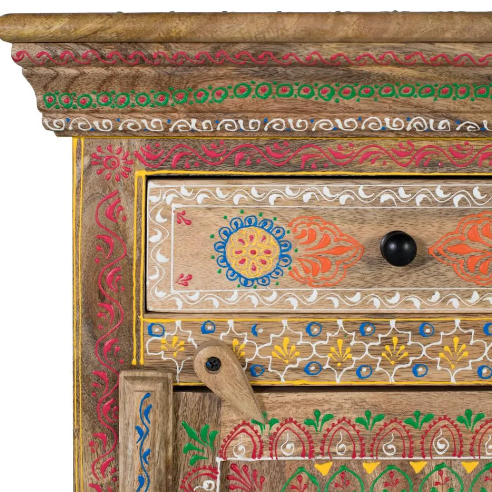 Wohnen Nachttische*Boho Style Nachtschrank aus Mangoholz - Klapan