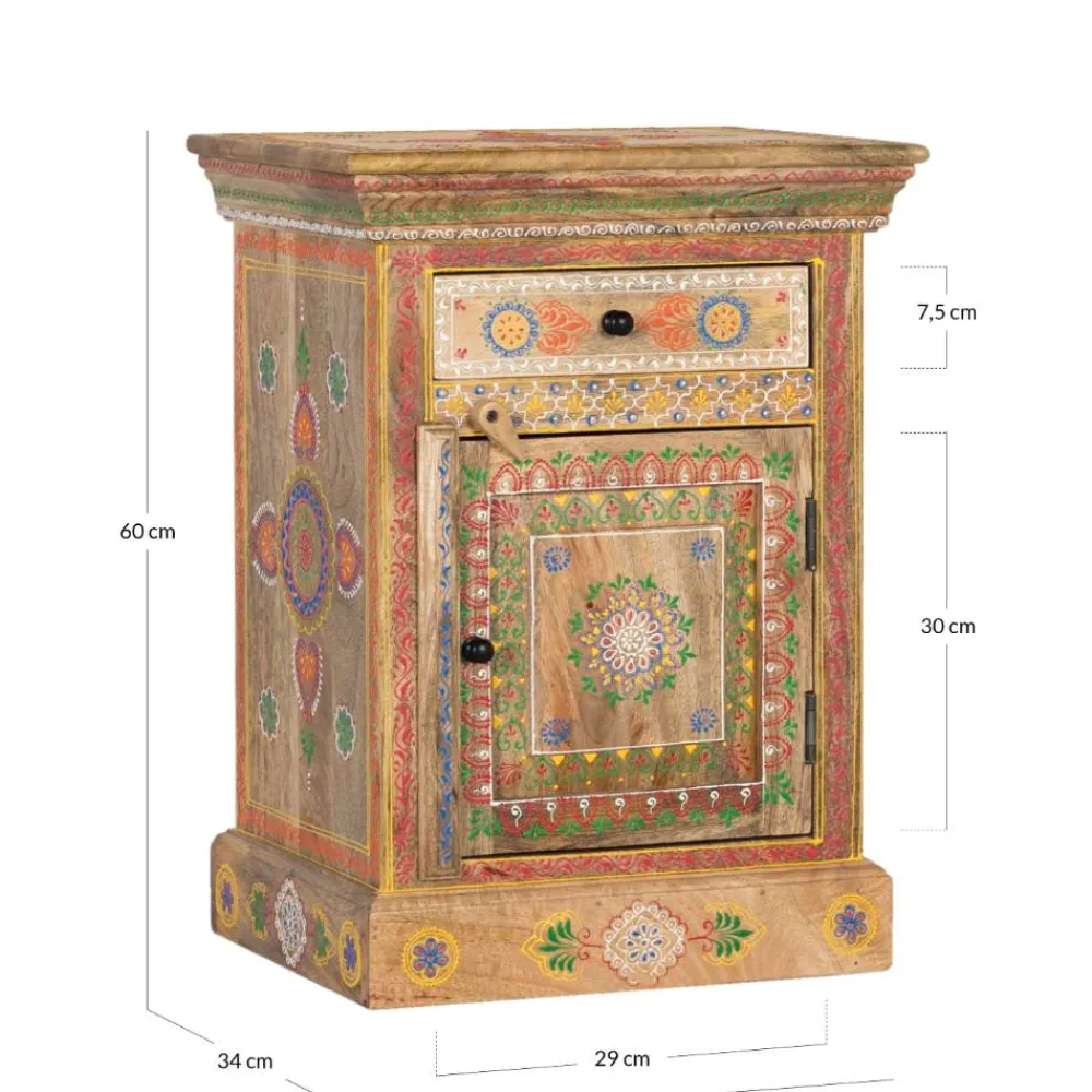 Wohnen Nachttische*Boho Style Nachtschrank aus Mangoholz - Klapan