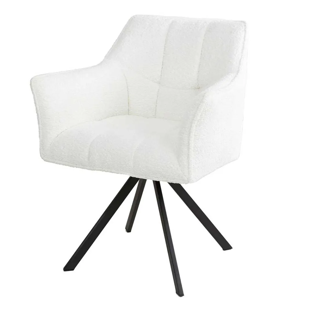 Wohnen Boucle Armlehnenstuhl in Creme - drehbar - Tobrina (2er Set)