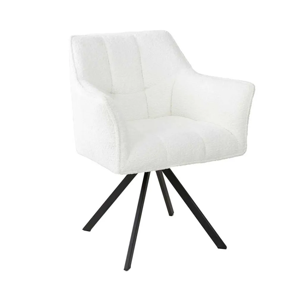 Wohnen Boucle Armlehnenstuhl in Creme - drehbar - Tobrina (2er Set)