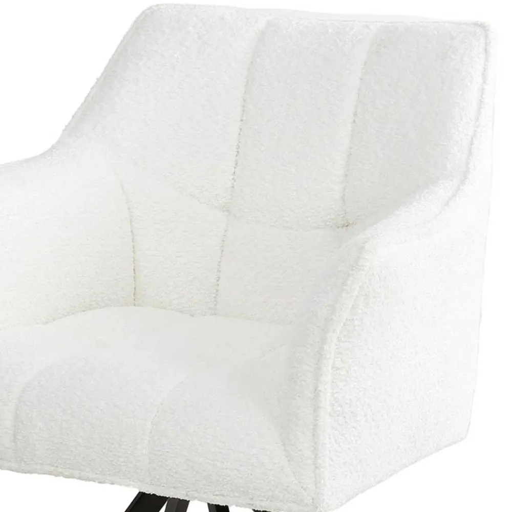 Wohnen Boucle Armlehnenstuhl in Creme - drehbar - Tobrina (2er Set)