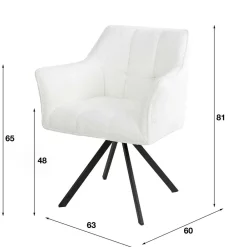 Wohnen Boucle Armlehnenstuhl in Creme - drehbar - Tobrina (2er Set)