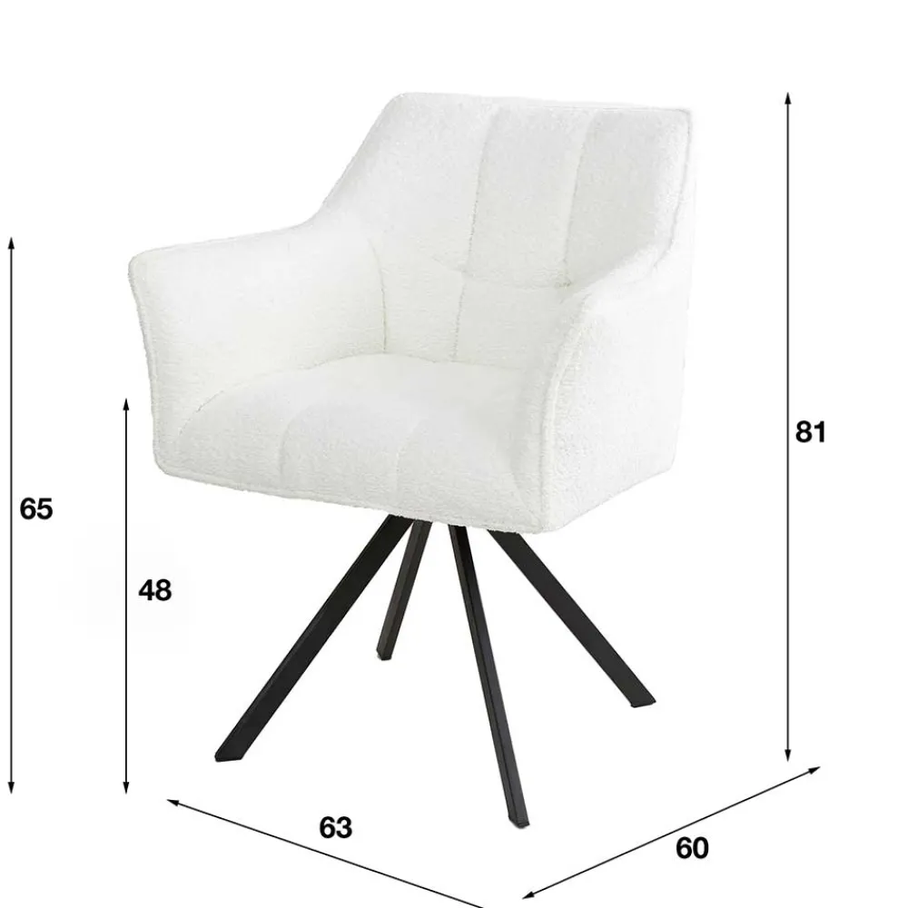 Wohnen Boucle Armlehnenstuhl in Creme - drehbar - Tobrina (2er Set)