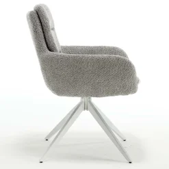 Wohnen Küchenstühle|Esszimmerstühle*Boucle Armlehnenstuhl in Grau - Lulumo (2er Set)