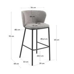 Wohnen Sessel & Hocker|Barhocker*Boucle Barstühle mit 65 cm Sitzhöhe - Lucaz (2er Set)