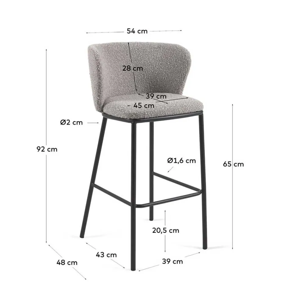 Wohnen Sessel & Hocker|Barhocker*Boucle Barstühle mit 65 cm Sitzhöhe - Lucaz (2er Set)