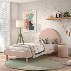 Wohnen Boucle Einzelbett in Rosa mit Natur - Skylab