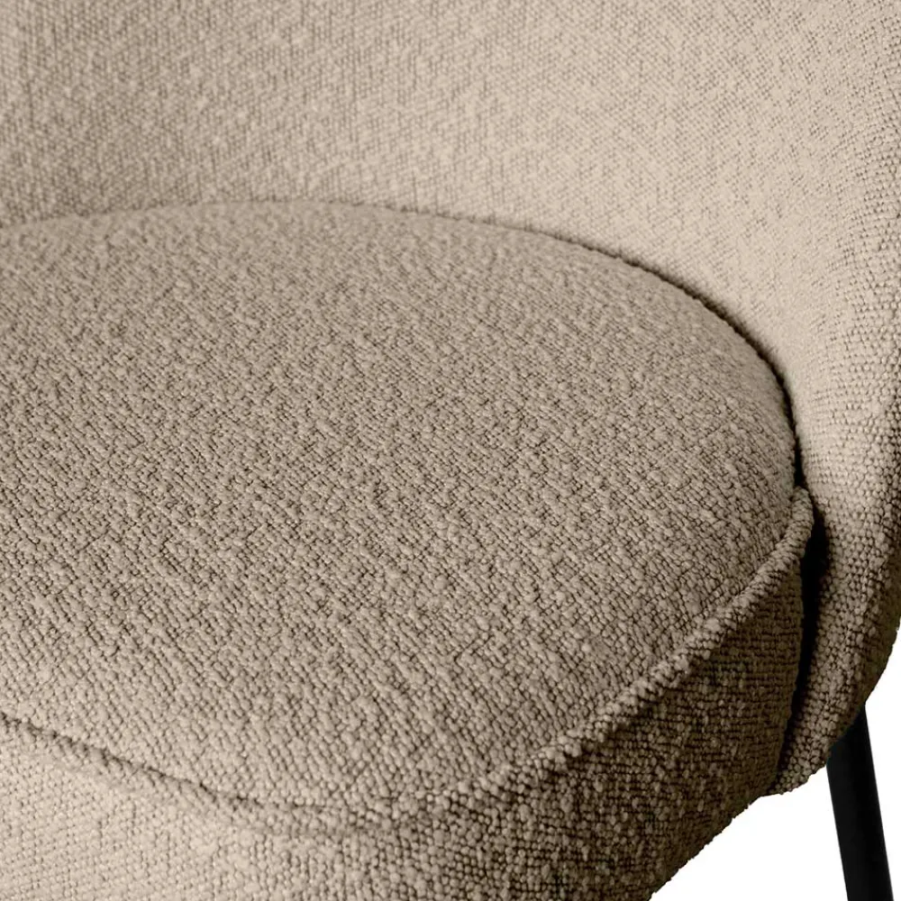 Wohnen Retro Möbel|Küchenstühle*Boucle Polsterstühle in Beige - Laderla (2er Set)