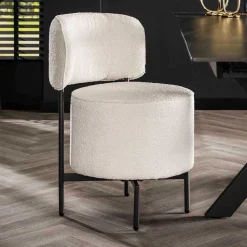 Wohnen Boucle Polsterstuhl in Weiß - Tondo