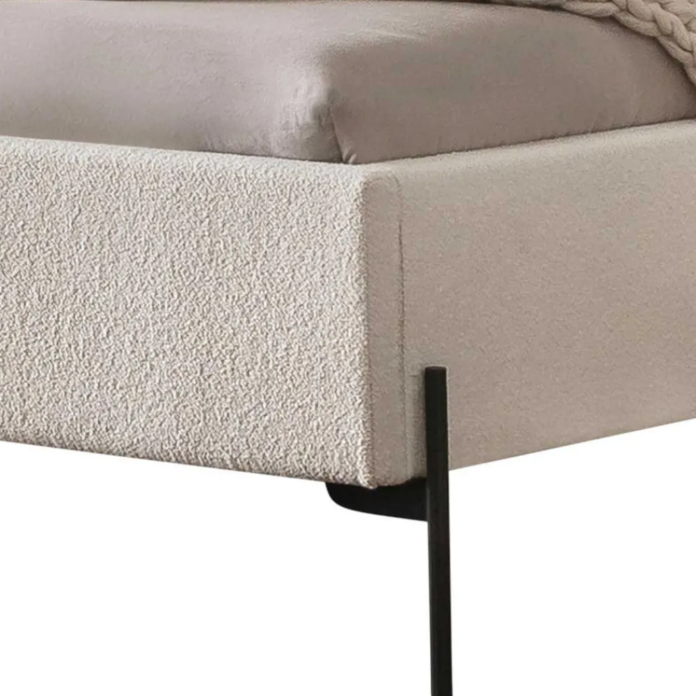 Wohnen Boucle Stoffbett in Creme Weiß - Fontana