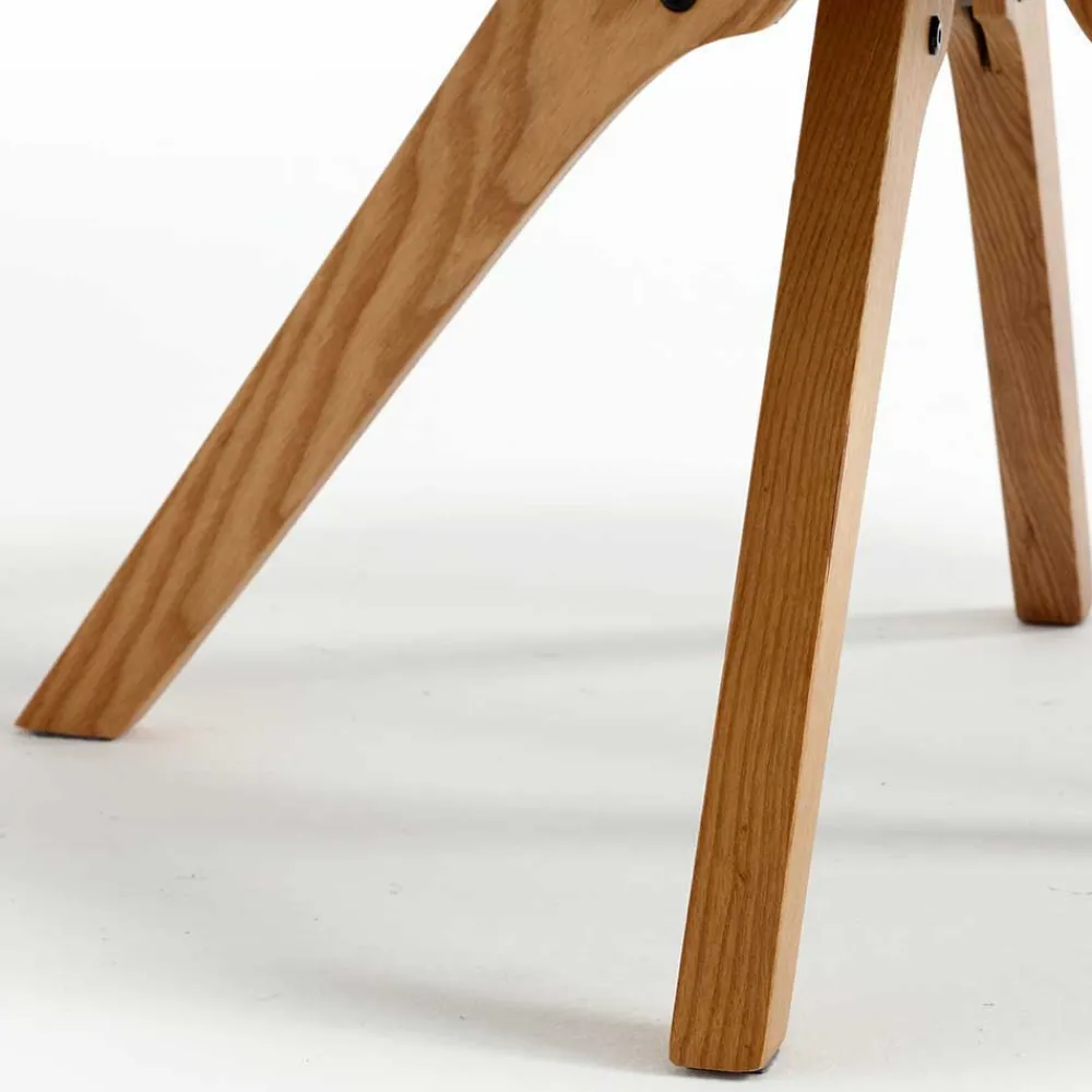 Wohnen Wohnzimmerstühle*Boucle Tischsessel mit Holz Drehgestell - Corpus (2er Set)