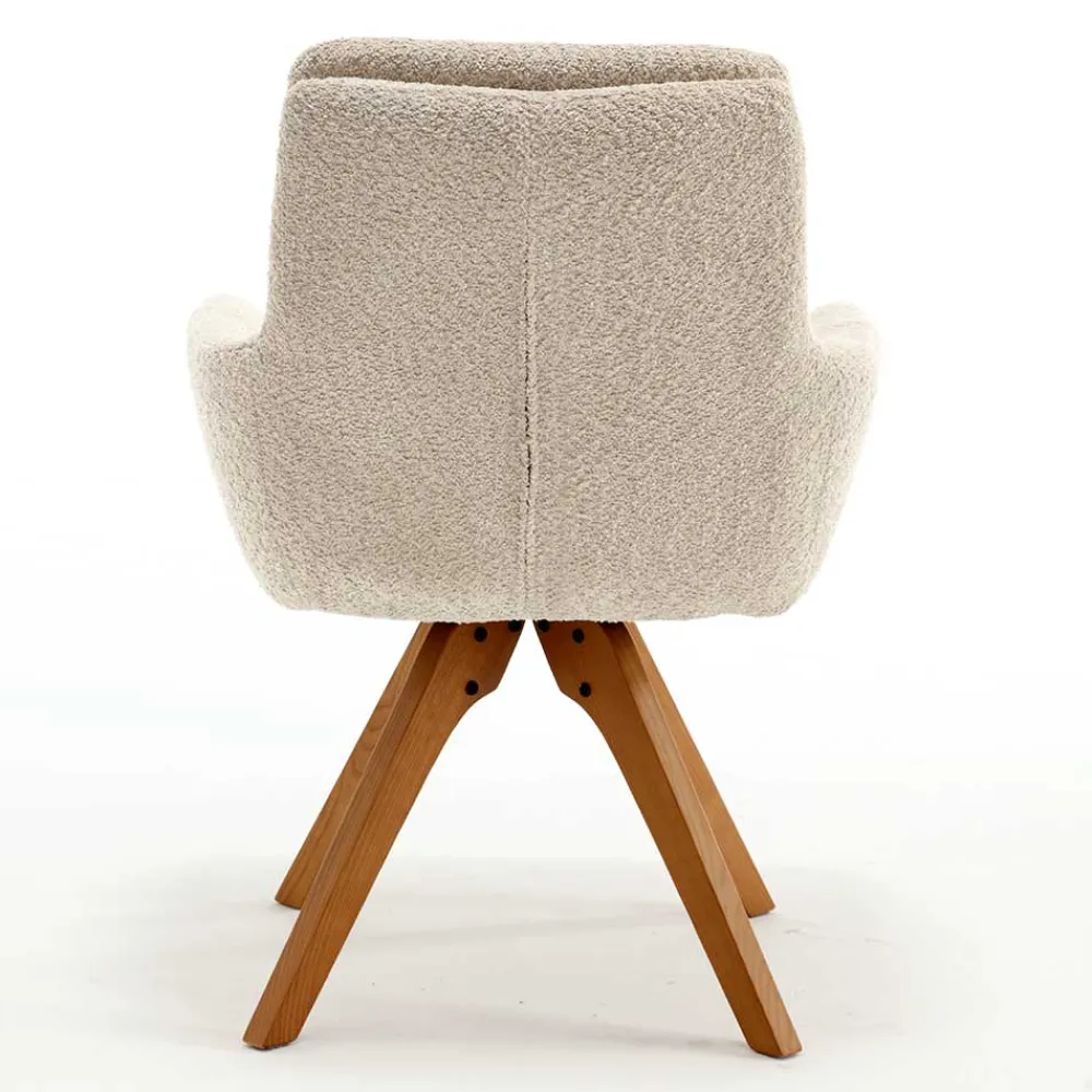 Wohnen Wohnzimmerstühle*Boucle Tischsessel mit Holz Drehgestell - Corpus (2er Set)