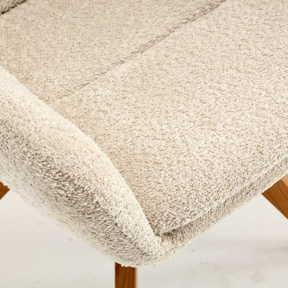 Wohnen Wohnzimmerstühle*Boucle Tischsessel mit Holz Drehgestell - Corpus (2er Set)