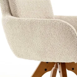 Wohnen Wohnzimmerstühle*Boucle Tischsessel mit Holz Drehgestell - Corpus (2er Set)