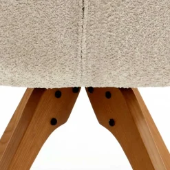 Wohnen Wohnzimmerstühle*Boucle Tischsessel mit Holz Drehgestell - Corpus (2er Set)