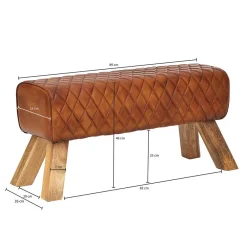 Wohnen Braune Polsterbank mit Leder in Rautensteppung - Avetha