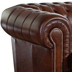 Wohnen Chesterfield Möbel|Küchen-Essgruppen*Braune Polstergarnitur aus Echtleder - Pluna (dreiteilig)