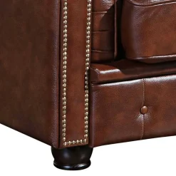 Wohnen Chesterfield Möbel|Küchen-Essgruppen*Braune Polstergarnitur aus Echtleder - Pluna (dreiteilig)