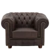 Wohnen Braune Möbel|Sessel & Hocker*Brauner Chesterfieldsessel mit Lederbezug - Pluna
