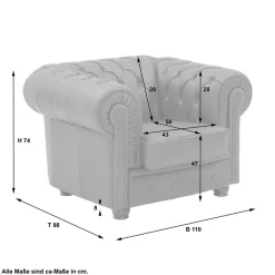 Wohnen Braune Möbel|Sessel & Hocker*Brauner Chesterfieldsessel mit Lederbezug - Pluna