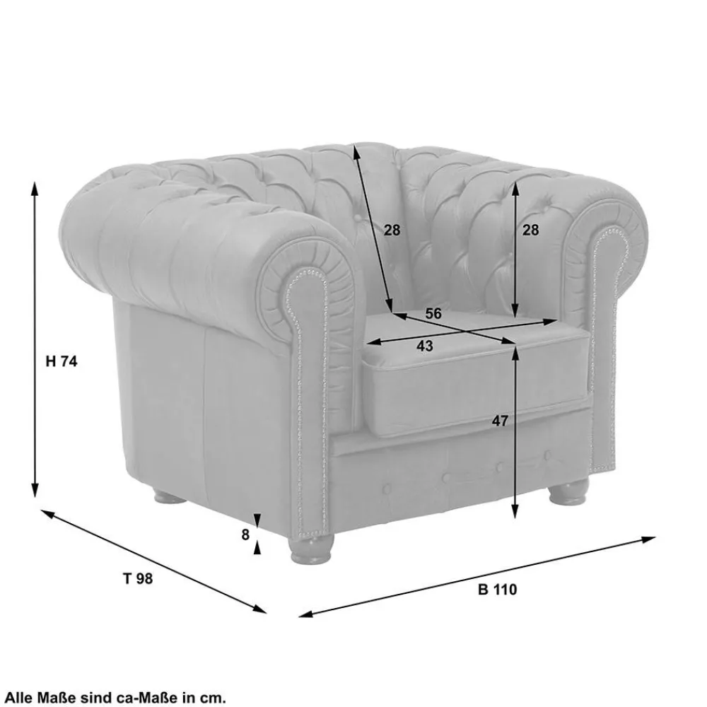 Wohnen Braune Möbel|Sessel & Hocker*Brauner Chesterfieldsessel mit Lederbezug - Pluna