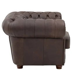 Wohnen Braune Möbel|Sessel & Hocker*Brauner Chesterfieldsessel mit Lederbezug - Pluna