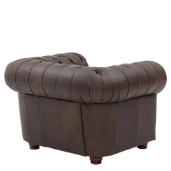 Wohnen Braune Möbel|Sessel & Hocker*Brauner Chesterfieldsessel mit Lederbezug - Pluna