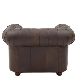 Wohnen Braune Möbel|Sessel & Hocker*Brauner Chesterfieldsessel mit Lederbezug - Pluna