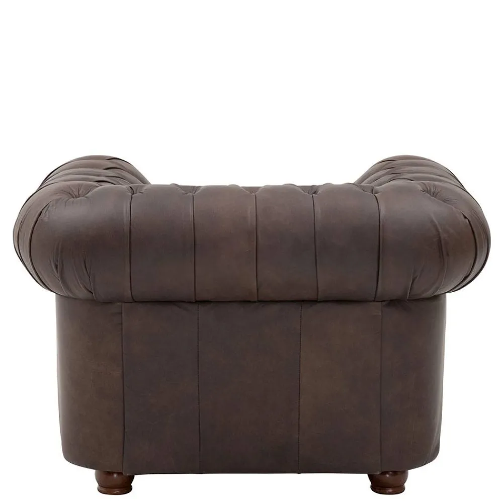 Wohnen Braune Möbel|Sessel & Hocker*Brauner Chesterfieldsessel mit Lederbezug - Pluna