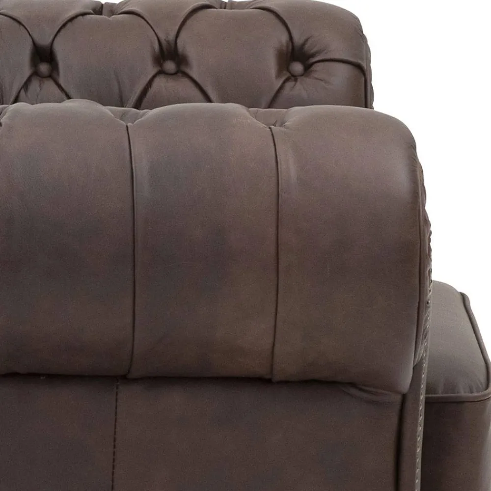 Wohnen Braune Möbel|Sessel & Hocker*Brauner Chesterfieldsessel mit Lederbezug - Pluna