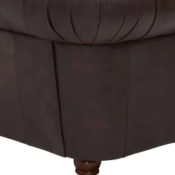 Wohnen Braune Möbel|Sessel & Hocker*Brauner Chesterfieldsessel mit Lederbezug - Pluna