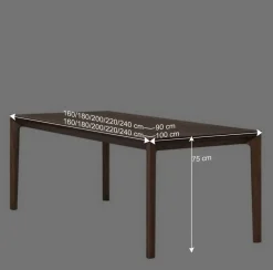 Wohnen Naturholzmöbel|Retro Möbel*Brauner Esszimmertisch aus Nussbaum Holz - Caceres