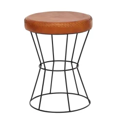 Wohnen Sessel & Hocker|Barhocker*Brauner Lederhocker mit rundem Sitz - Cintago