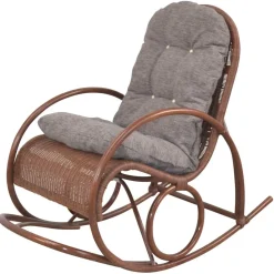 Wohnen Rattanmöbel*Brauner Schaukelstuhl aus lackiertem Rattan - Asalion