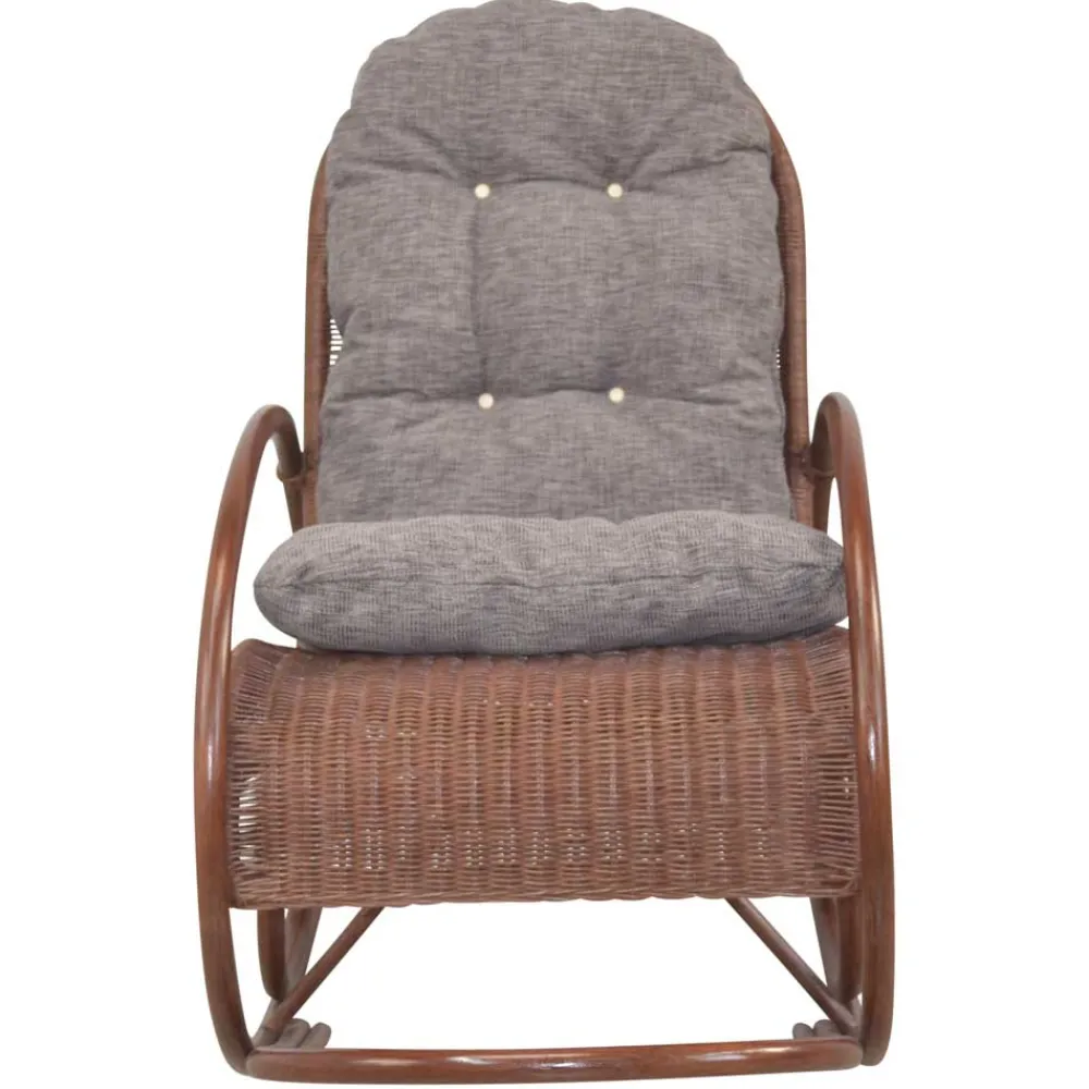 Wohnen Rattanmöbel*Brauner Schaukelstuhl aus lackiertem Rattan - Asalion