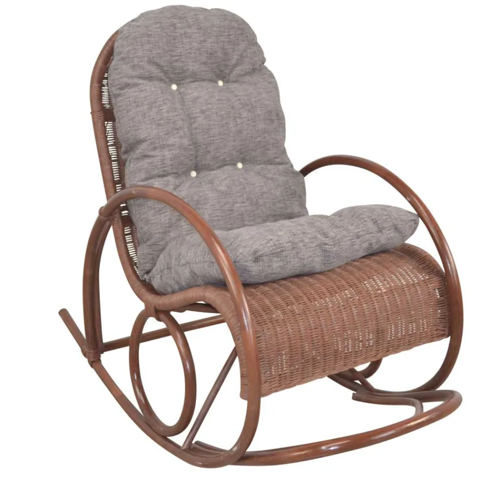 Wohnen Rattanmöbel*Brauner Schaukelstuhl aus lackiertem Rattan - Asalion