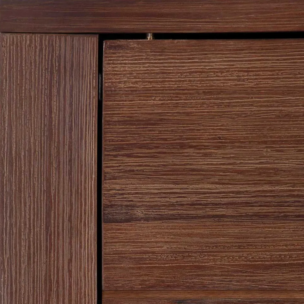 Wohnen Braunes Akazie Highboard mit 3 Schiebetüren - Ruffes