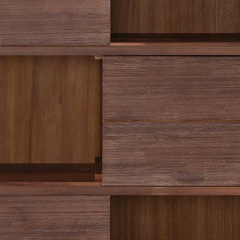 Wohnen Braunes Akazie Highboard mit 3 Schiebetüren - Ruffes