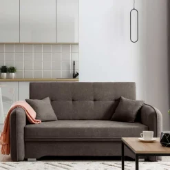 Wohnen Schlafsofas*Braunes Schlaf-Sofa mit Bonell Federkern - Dasanti