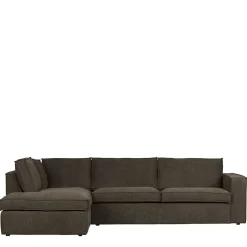 Wohnen Braunes Wohnzimmersofa in L-Form aus Webstoff - Bravassa