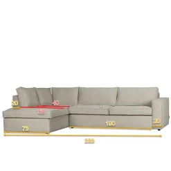 Wohnen Braunes Wohnzimmersofa in L-Form aus Webstoff - Bravassa