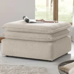 Wohnen Barhocker|Hocker*Breitcord Polsterhocker in Beige - Jony